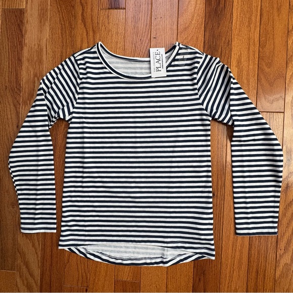 The Children’s Place Navy Blue & White Striped Long Sleeve Shirt - Picture 3 of 8
